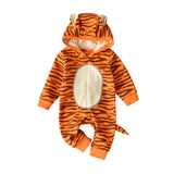 1 x RAW Customer Returns AGQT Baby Tiger Costume Children s Carnival Costumes Baby Boys Animal Clothes One-Piece Romper with Hood Carnival Disguise Cosplay Orange, 9-12 Months  - RRP €39.99