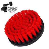 1 x RAW Customer Returns Kornely Premium Drill Brush - Stiff, Red, 13 cm. Professional power scrubber. Does not scratch surfaces. Suitable for garage, brick, outdoor tiles, stone, fireplace, rust removal, rim cleaning - RRP €12.98