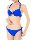 1 x RAW Customer Returns EONAR Women s Swimwear Push up Bikini Top with Underwire Low Waist Bikini Bottoms Side Tie Brazilian Briefs Bikini Set M, Blue  - RRP €28.99