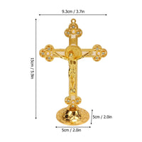 1 x RAW Customer Returns Uxsiya Standing Crucifix, Laser Engraved Holy Crucifix Metal Material Attractive Decorative Intarsia Red for Desktop Decoration - RRP €20.4