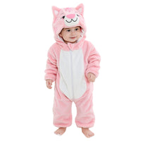 1 x RAW Customer Returns Unisex Baby Winter Romper Rabbit Tiger Sewing Animal Style Flannel Cosplay Halloween Costume Outfit 6-12 months, A- Pink Cat  - RRP €25.75