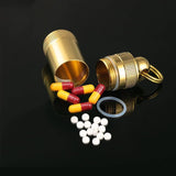 10 x Brand New TOLOWOBK Pill Box Keychain, Portable Mini Pill Box Made of Brass for Outdoor Use - RRP €90.6