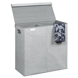 1 x RAW Customer Returns mDesign Laundry Basket Laundry Hamper with 2 Compartments The Ideal Fabric Basket for the Bedroom or Bathroom Colour Grey - RRP €37.07