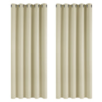 1 x RAW Customer Returns Deconovo blackout curtains for living room, thermal curtains, cold protection, eyelets, 229 x 168 cm height x width , beige, set of 2 - RRP €52.95