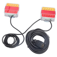 1 x RAW Customer Returns AOHEWEI Magnetic LED Trailer Tail Lights Set 12V Wired Brake Light for Truck Trailer Lighting with Magnet, 7.5 m Cable and 7 Pin Plug for Trailer, Caravan or Truck - RRP €51.56