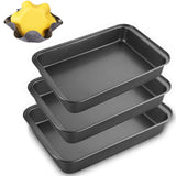 1 x RAW Customer Returns SENENQU 4 Piece Large Baking Dish Universal Set Baking Trays Extra High Edge - 30X20 32X22 34X24CM Baking Pan and 6 Tortilla Mold - Carbon Steel PFOA FREE Black - RRP €32.99