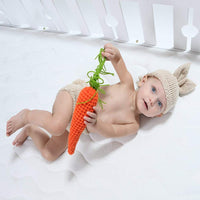 1 x RAW Customer Returns 3 Piece Easter Costume Set Newborn Baby Hat Shorts Carrot Photography Costume Crochet Bunny Jumpsuit Pants 01-Grey 0-12 Months - RRP €24.0