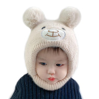 30 x Brand New BOOSHMall Children s Winter Hat, Cute Winter Knitted Hats for Baby, Children s Balaclava with Pompom, Warm for Boys Girls, Beige - RRP €359.7