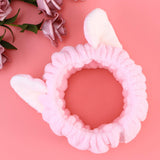 1 x Brand New PRETYZOOM Cosmetic Headband Cat Ears Elastic Headband Pink Plush Hairband Girls Women Ladies Face Washing Make Up Headwear - RRP €18.0