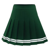 1 x RAW Customer Returns Dressystar Women s Stretchy Pleated Skirt Schoolgirl Striped Versatile Teenager Skater Skirt Green White Stripes S - RRP €21.4