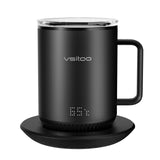 1 x RAW Customer Returns VSITOO S3 Temperature Control Smart Mug with Lid, Coffee Mug Warmer with Cup for Desk Home Office, App Controlled Heated Coffee Mug, Self Heating Coffee Cup, 325ml Black Inner Wall - RRP €100.84