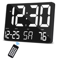 1 x RAW Customer Returns SZELAM Digital Clock Large Display, 11.5 Digital Calendar Alarm Clock with Radio Remote Control, LED Oversized Wall Clock with Date Temp. 12 24H, Snooze Alarm Clock for Home Bedroom Office Gym - RRP €40.32