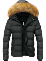 1 x RAW Customer Returns SZORY Men s Winter Short Coat Thick Warm Jacket with Removable Faux Fur Hood Gray,S  - RRP €92.84