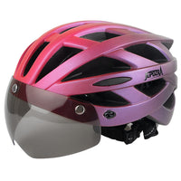 1 x RAW Customer Returns JEPOZRA Bicycle Helmet Men Women Road Bike Helmets with Removable Visor Magnetic Goggles Cycling Helmet Adjustable Safety Breathable Ski Helmets Adult Bicycle Helmets Pink  - RRP €33.99