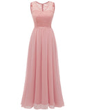 1 x RAW Customer Returns DRESSTELLS Women s Ball Gown Maxi Long Evening Dresses Chiffon Lace Bridesmaid Dresses Floor Length Cocktail Dress Confirmation Dress Blush L - RRP €62.99