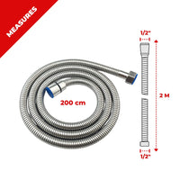 1 x RAW Customer Returns Shower hose 200cm with double anti-twist protection. Stainless steel 304 shower hose extremely flexible, anti-twist, with kink protection - flexible and kink-resistant universal G connection size - RRP €10.98