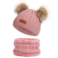 3 x Brand New Simoda Children s Winter Hat Scarf Set Knitted Warm Skiing Beanie Cap with Lovely Pompom Dark Pink  - RRP €82.8