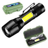 1 x Brand New TALENTEC Pack of 2 Mini Aluminum Tactical Flashlight 3 modes Telescopic zoom Rechargeable 500 Lumens Airsoft, Camping, Survival - RRP €19.2