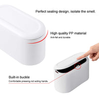 1 x RAW Customer Returns JEEZAO Table trash can with pop-up lid, mini plastic table trash can, desk waste paper basket for bathroom, office desk, storage box for pet food white  - RRP €12.99