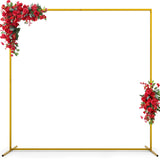 1 x RAW Customer Returns Golden Wedding Arch for Ceremony, 2M x 2M Metal Balloon Arch Stand Kit Garden Flower Arch Frame Backdrop for Anniversary Birthday Party Bridal Shower Decoration - RRP €77.12