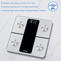 1 x RAW Customer Returns Vitafit body fat scale personal scale with APP, body analysis scale with Bluetooth, scale for people with body fat and muscle mass, BMI, protein, BMR, silver - RRP €25.56