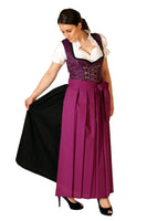 1 x RAW Customer Returns Alpine fairy tale, 3 parts. Dirndl set long - traditional dress, blouse, apron, size. 50, purple - ALM500LI - RRP €65.45