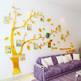 1 x RAW Customer Returns AIVORIUY 3D DIY Wall Sticker Tree Wall Sticker Picture Frame Photo Tree Wall Sticker Wall Decoration for Home Children s Room Living Room Bedroom M 210x150cm, Gold Mirror L  - RRP €23.86