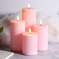 1 x RAW Customer Returns Eywamage 4 Pack Pink Flameless LED Pillar Candles with Remote Control, Flickering Tall Battery Operated Candles D 3 H 4 5 6 8  - RRP €29.23