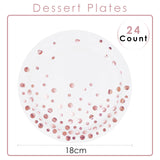 1 x RAW Customer Returns ZVK Party Plates 18cm Paper Plate Set 24 Pieces Dessert Plates Party Tableware Set Pink Gold Foil - RRP €16.99