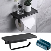 5 x Brand New Tohoee Toilet Paper Holder with Shelf, Wall Mount Roll Holder for Aluminum Rustproof Multifunctional Self-adhesive Toilet Paper Holder for Bathroom, Kitchen - RRP €114.0