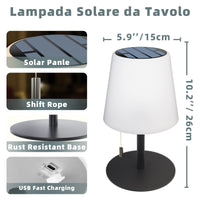 1 x RAW Customer Returns Postlucky Solar Table Lamp Outdoor LED Battery Table Lamp Wireless Dimmable 2in1 Solar Charging USB Charging IP44 Waterproof Table Lamp Wireless for Indoor Outdoor Garden Balcony Restaurant - Black - RRP €33.99