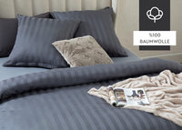 1 x RAW Customer Returns ENGLISH HOME bed linen 135x200 2-piece anthracite satin striped, 1 x duvet cover 135 x 200 with 1x pillowcase 80 x 80 cm, bed linen set 135x200cm with zipper - RRP €25.2