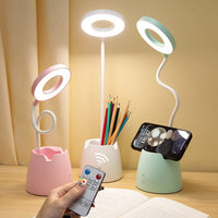 1 x RAW Customer Returns Desk Lamp with Remote Control and Timing, Pink Rechargeable Wireless Desk Light, Dimmable 4000 mAh Table Lamp with Pen Holder and Phone Holder - RRP €20.16