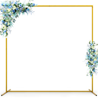 1 x RAW Customer Returns Gold Metal Square Wedding Arch Flowers Frame Backdrop Stand 6.6FT Balloon Flower Arrangement Decoration Reception Garden Arch Pergola for Party Events Decoration Stand Backdrop - RRP €66.88