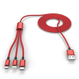 1 x RAW Customer Returns Multi 3 in 1 USB Extra Long Cable, 3M 10Ft Nylon Braided Universal Charging Cable Type C Micro USB iPhone Lightning Connector for Android Tablets Samsung S8 LG Pixel Huawei and More Red  - RRP €19.12