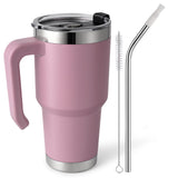 1 x RAW Customer Returns EQARD thermal mug with straw and handle drinking cup coffee mug to go with splash-proof lid and tube brush stainless steel vacuum insulated car mug for hot cold drinks BPA free - RRP €25.2