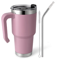 1 x RAW Customer Returns EQARD thermal mug with straw and handle drinking cup with lid coffee mug to go with splash-proof lid and tube brush stainless steel mug for hot and cold drinks BPA free gifts Father s Day - RRP €23.59