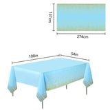 27 x Brand New YXHZVON Disposable Tablecloth, 2 Pack Plastic Party Tablecloth Blue with Gold Dot Rectangular Birthday Table Decoration for Bridal Showers Engagement Wedding Housewarming Party 137 x 274 cm  - RRP €293.76