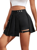 1 x RAW Customer Returns GORGLITTER Women s Culottes Shorts Casual Mini Skirt Asymmetrical Skirts with Buckle Black M - RRP €35.99