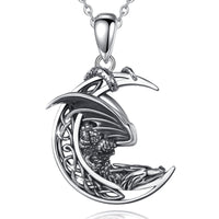 1 x RAW Customer Returns AEONSLOVE Odin s Raven Necklace Women Men Viking Odin Crows Necklace Silver 925 Amulet Nordic Viking Pendant Talisman Lucky Charm Jewelry Gifts Men Women - RRP €40.33