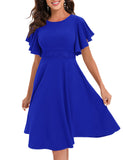 1 x RAW Customer Returns Gardenwed Dress Evening Dresses Elegant for Wedding Round Neck Cocktail Dress Ladies Midi Length Festive Summer Dresses Ball Gowns Royal Blue 2XL - RRP €40.33