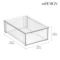 1 x RAW Customer Returns mDesign Clear Plastic Storage Box Stackable, Flat Closet Organizer with Removable Drawer Box for Storing Shoes, Accessories and Other Objects Set of 2 Clear - RRP €39.99