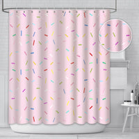 2 x Brand New AIBIIN 180x180cm Shower Curtain with 12 Hooks Cute Donut Design Pink Girl Cute Modern Home Bathtub Decoration Growth Confetti Shower Curtain Set - RRP €40.8