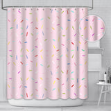 2 x Brand New AIBIIN 180x180cm Shower Curtain with 12 Hooks Cute Donut Design Pink Girl Cute Modern Home Bathtub Decoration Growth Confetti Shower Curtain Set - RRP €40.8