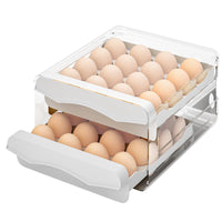 2 x Brand New HZE Egg Container for Refrigerator, Push-Pull Egg Storage, Double-Tier Refrigerator Organizer Eggs, 32 Grid Egg Organizer Refrigerator, White Kitchen Refrigerator Egg Organizer - RRP €39.98