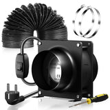 1 x RAW Customer Returns FanGoFast 100mm axial duct fan, 180m h axial fan exhaust fan duct fan with two clamps and 2m hose for grow tent, garage, tool room, office - RRP €49.91