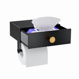 2 x RAW Customer Returns FunlyGo toilet paper holder without drilling with compartment, toilet paper holder with wet wipes box and with storage box, black toilet paper holder with shelf for bathroom - RRP €39.72