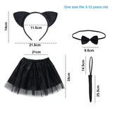 1 x Brand New XCMJTM Halloween Cat Costume Cat Costume Children Tutu Skirt Head Buckle Bow Tie Tail Black Cat Costume for Girls Cosplay Party Decoration Accessories - RRP €12.95