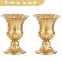 1 x RAW Customer Returns NUPTIO 2 Pack Floral Metal Urn Planter Elegant Wedding Centerpieces Vase for Wedding Party Decoration, 16cm Tall Trumpet Vase Flower Holder for Anniversary Celebration - RRP €19.98