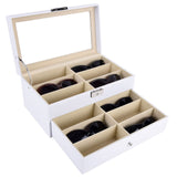 1 x RAW Customer Returns AUTOARK PU leather glasses box for storing 12 glasses, sunglasses, presentation showcase, white, AW-053 - RRP €36.29